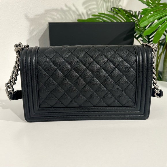Authentic Like New 2022 Chanel Black Caviar Medium Boy Bag w Full Set - Picture 8 of 15